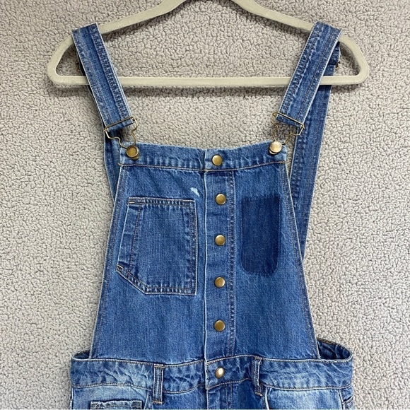 Life in Progress Snap Button Front Disstressed Overalls Sz S - Picture 3 of 13